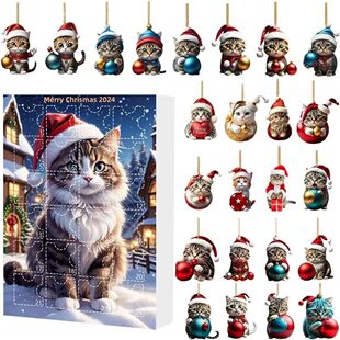 with 24 Cat Pendants Ornament Advent Calendar Christmas Hang