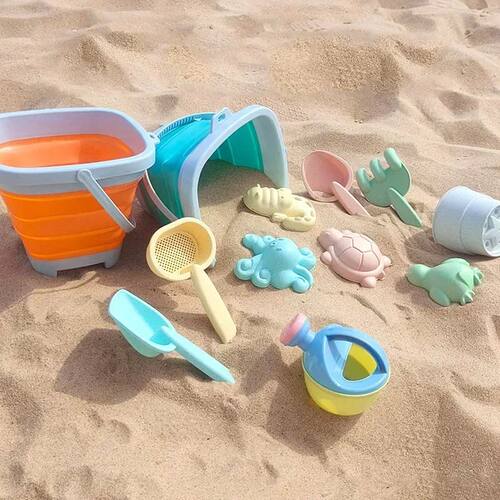 1/11Pc Beach Sand Play Water Set Folding Bucket Summer Toys