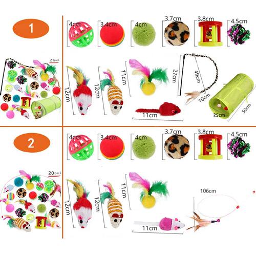 Interactive Cat Toy Set with Tunnel Balls Mouse Spring and H