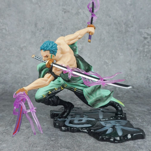 Hot OnePc 10cm Anime Figure GK Roronoa Zoro Three-blade