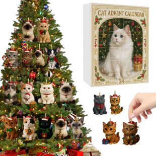 Cat Advent Calendar with 24 Ornament Christmas Calendars Chr