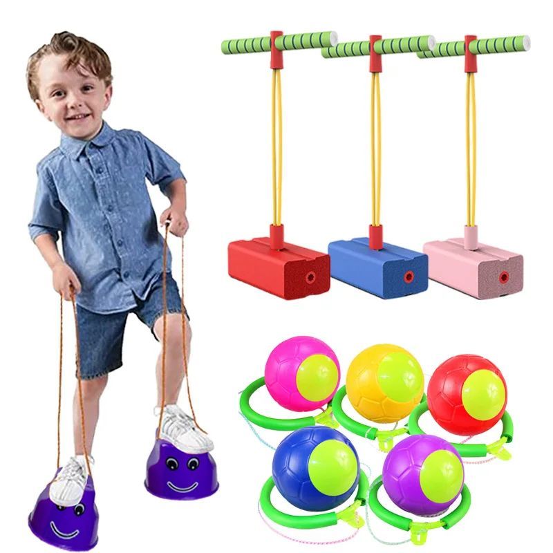 Children Sports Fitness Toys Skip Ball Stilts Frog Jump Grou