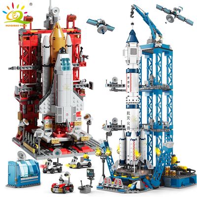 Space Aviation Manned Rocket Building Blocks With Astronaut
