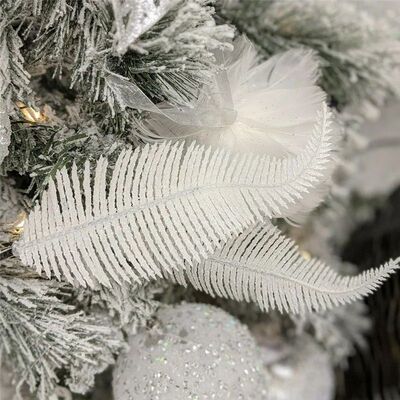 5pcs Glitter Feather Artificial Leaves Clip Xmas Tree Orname