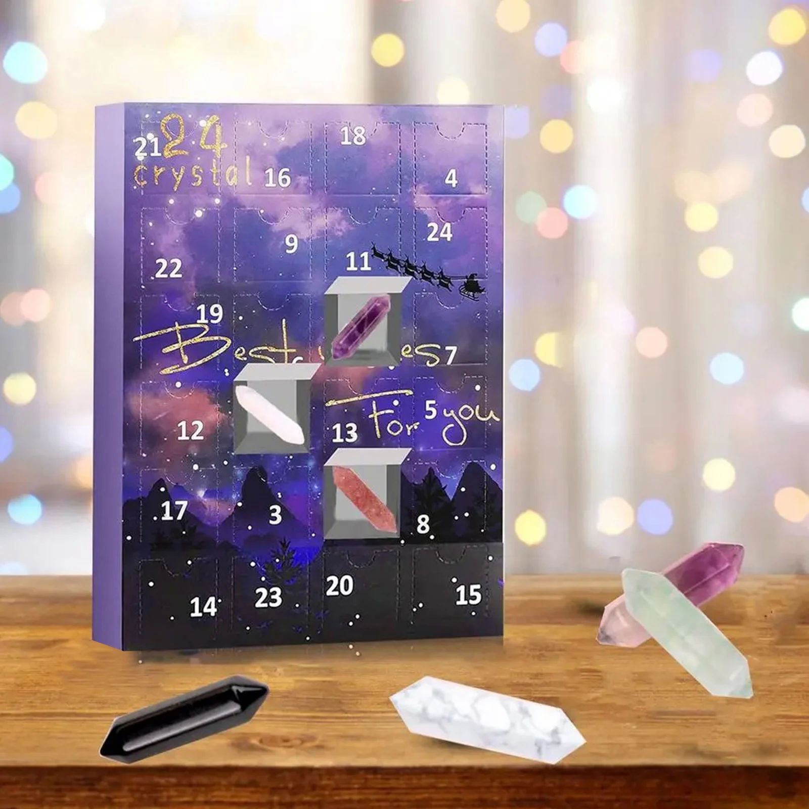 Crystal 24 Days Christmas Countdown Calendar with Natural Cr