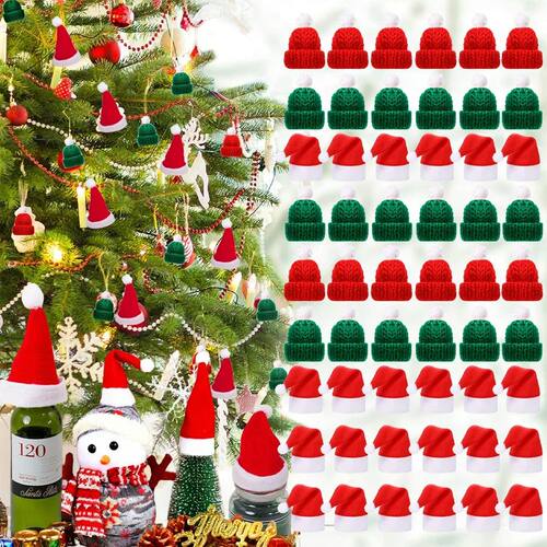 5-30pcs Mini Knitting Santa Hats Small Christmas Hat Tiny Wi