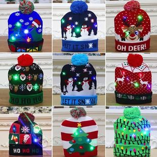 Christmas Hats With LED Light Cartoon Santa Claus Snowman El