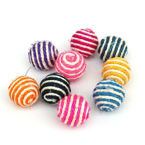 5pcs Cat Pet Sisal Rope Weave Ball Teaser Play Chewing Rattl