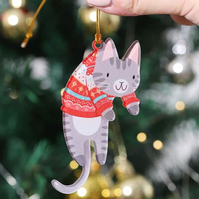 Christmas Cat Hanging Signs Xmas Tree Pendants Cute Cat Hang