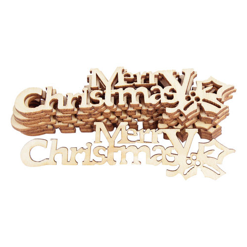 10pcs Wooden Merry Christmas Letters DIY Wood Craft Table