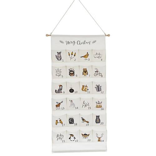 White Advent Calendar Reusable Girls Boys Car Snowman Cartoo