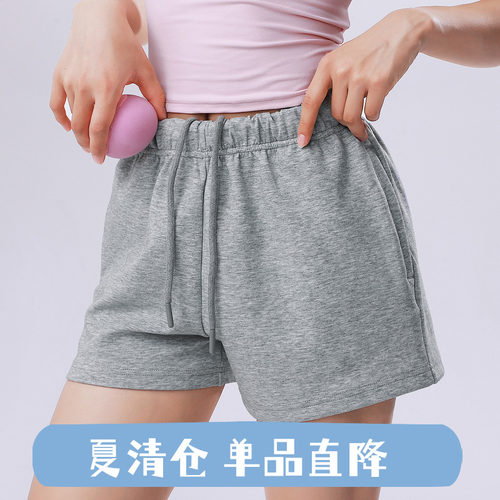 奔跑吧卡卡运动短裤女松紧腰抽绳跑步短裤三分宽松训练健身裤夏季