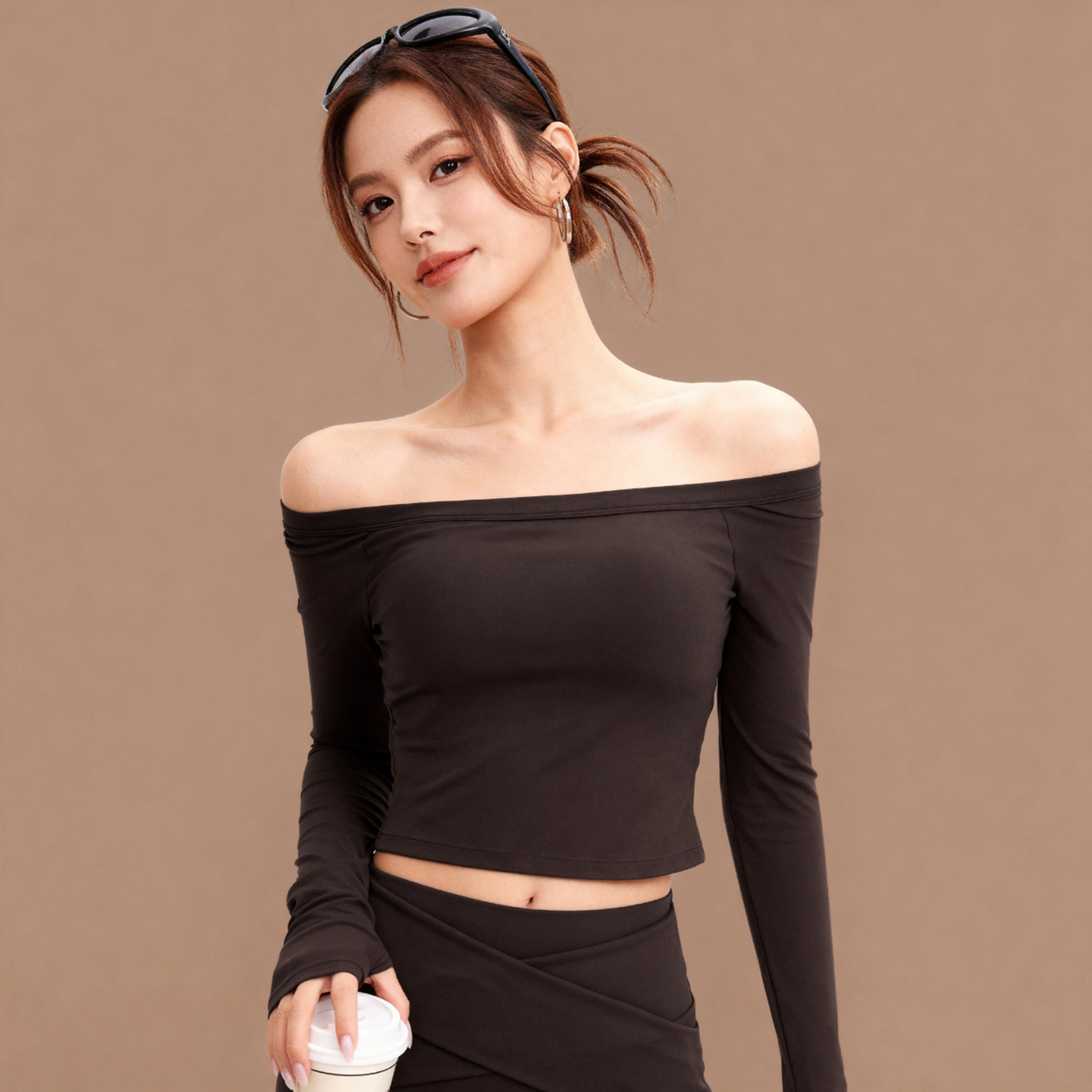 奔跑吧卡卡含胸垫运动上衣女长袖短款瑜伽服跑步训练健身服T恤秋