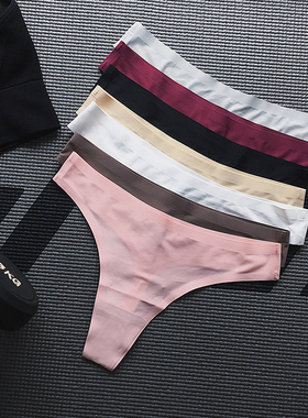 奔跑吧卡卡舒适透气薄棉质丁字裤女隐形紧身内裤运动健身无痕T裤