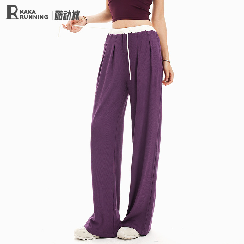 奔跑吧卡卡运动裤高腰宽松休闲卫裤阔腿垂感瑜伽健身跑步抽绳长裤