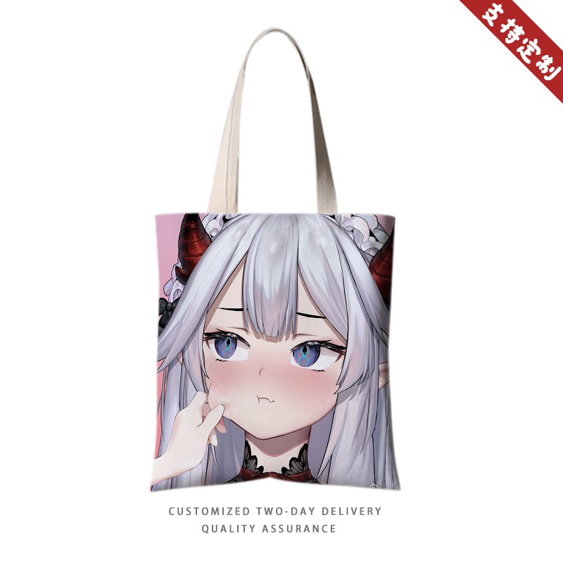 Veibae帆布袋欧美虚拟Vtuber魅魔周边单肩包手提袋购物袋子大包包