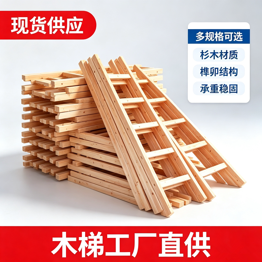 杉木木梯直梯单梯加厚图片