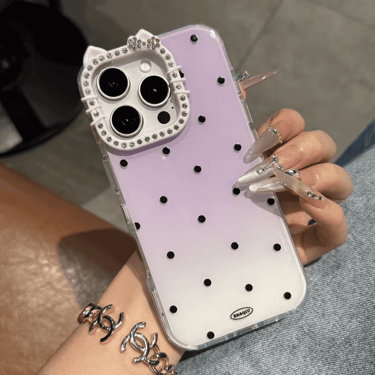 带钻ins风少女心多巴胺果冻渐变波点KT猫耳镜头闪钻适用于iPhone17promax手机壳15Pro高级16网红13防摔14plus