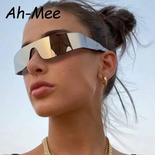 Cycling Punk Sunglasses Women Goggle Mirrored Y2K Sun Glasse