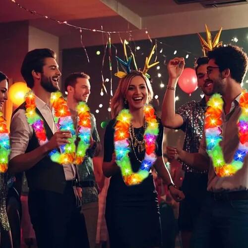 GlowInDark Hawaii Leis Flower Wreath LED Light Up Necklace F