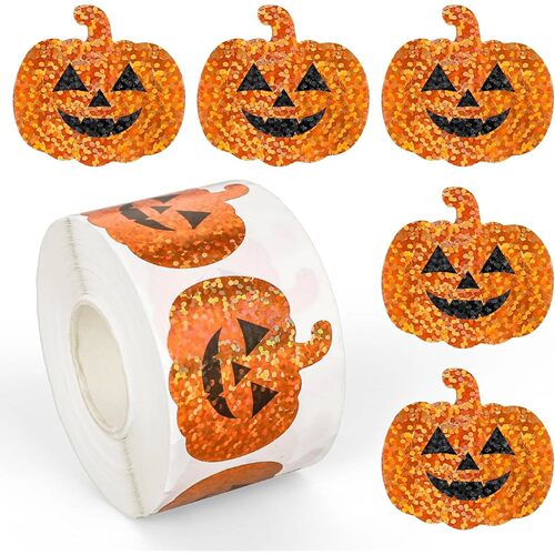 Glitter Pumpkin Sticker Roll Halloween Pumpkin Shape DIY Wat