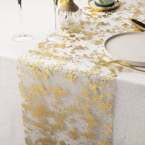Sparkle Metallic Gold Thin Table Runners Gold/Silver Sequin