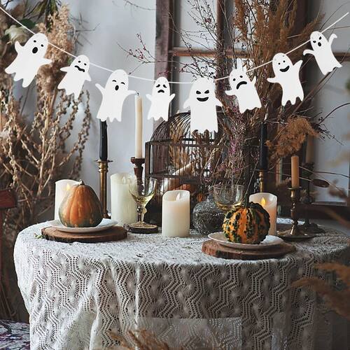 Halloween Hanging Banner Garland Cute Ghost Paper Bunting Ki