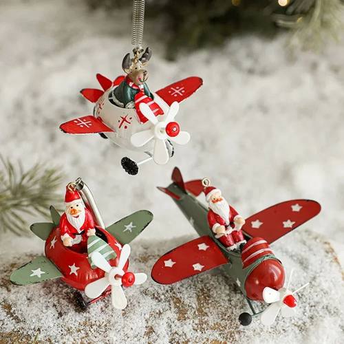 Christmas Tree Pendant Claus Airplane Hanging Ornaments Merr