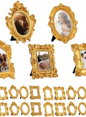 5-25pcs Mini Gold Frames for Wedding Table Decor Resin Vinta