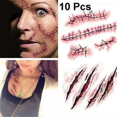 Halloween Zombie Acars Tattoos Waterproof 3D Bite Mark Tatto