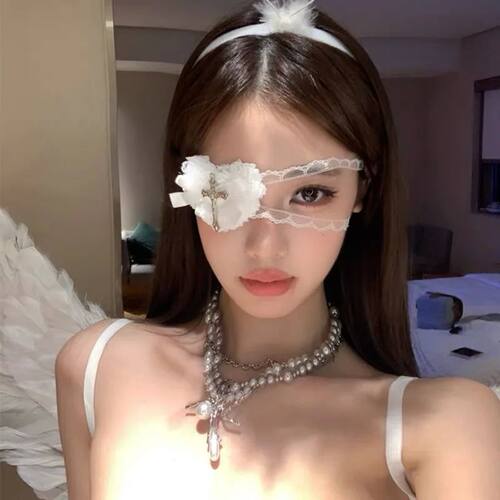 Halloween Lace Cross Eye Masks - Gothic Dark Style Women's M