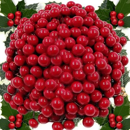 Wholesale Artificial Christmas Berries Red Gold Holly Leaf V