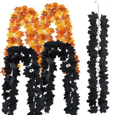 Halloween Wreath Gothic Maple Leaf and Pumpkin Vine Simulati