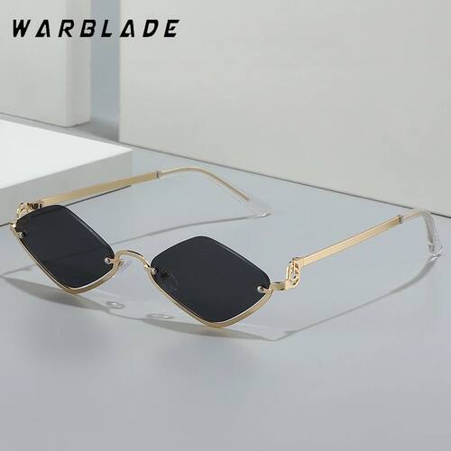Fashion Small Rhombus Sunglasses Women Luxury Metal Half Fra