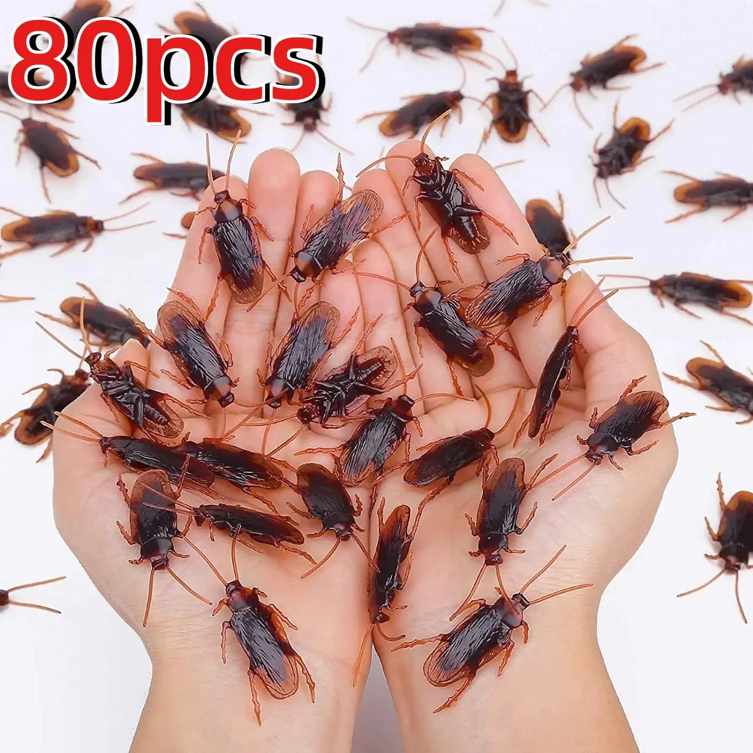 10-80Pcs Artificial Cockroach Realistic Fake Roach Insects N