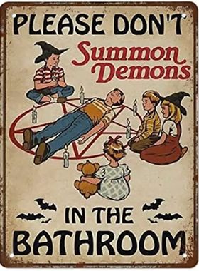 Please Don't Summon DemonsInThe Bathroom Poster Wrapped Bath