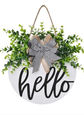 Welcome Sign Hello Front Door Round Wooden Sign Hanging Welc