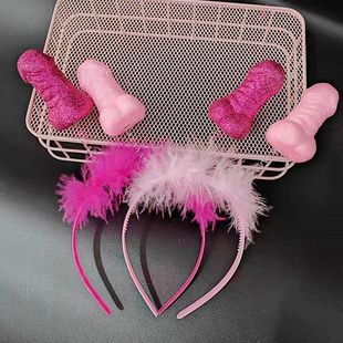 Bachelorette Party Headband Red Pink Feather Sexy Hair Band