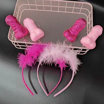 Bachelorette Party Headband Red Pink Feather Sexy Hair Band