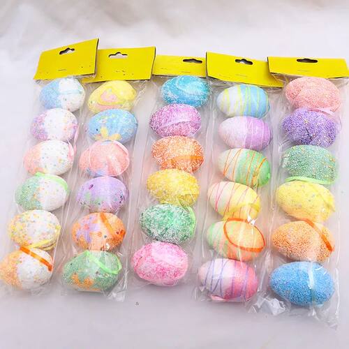 Foam Easter Egg Set With Basket Easter Decorations for Garde