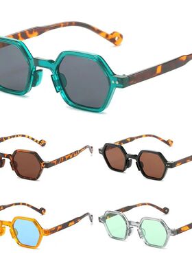 Retro Polygon Square Sunglasses Vintage Y2K Hexagon Shades C