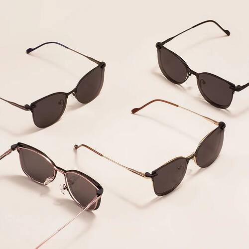 Women Metal Cat Eye Glasses Frames Square Large Stylish Spec