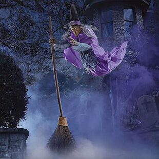 Control Voice Decoration broom Witch Large Purple Halloween