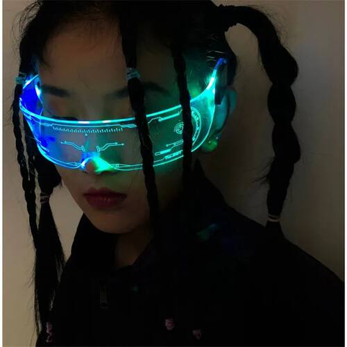 Game Cyberpunk LED Luminous Glasses Cosplay Accessories Futu