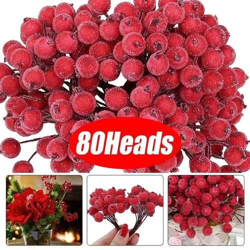 20/40pcs Artificial Frosted Berries Christmas Mini Cherry St