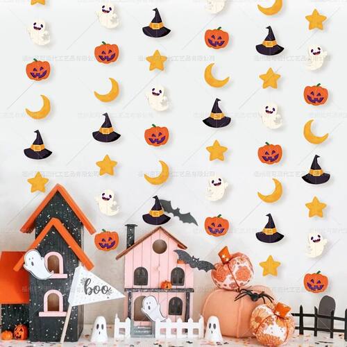 Halloween Pumpkin Bat Paper String Garlands Witch Hat Horror