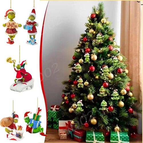 New Christmas Tree Hanging Pendants Grinch Ornaments 7Pcs Ac