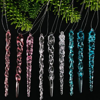 12pcs Christmas Simulation Acrylic Icicle Set Hanging Orname