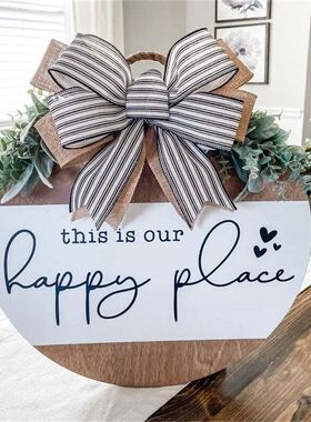 Welcome Hanging Home Decor Wreath Front Door Happy Place Hol