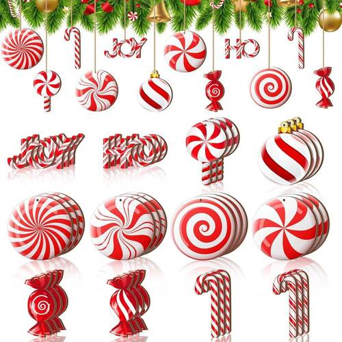 24Pcs Fun Wood Christmas Tree Decoration Kids Gift Red Xmas